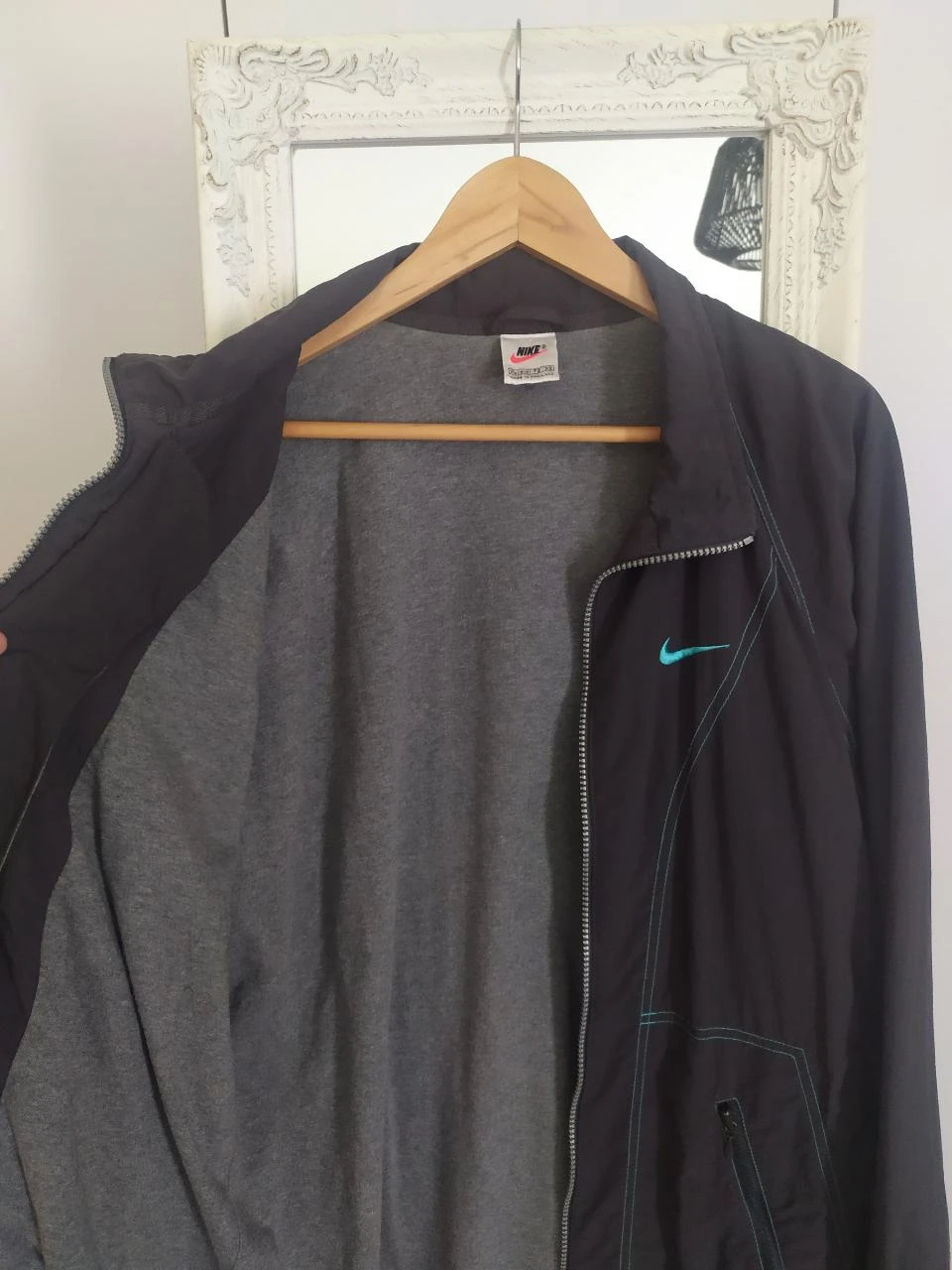 Vintage Y2K Nike GG Escuro Cinza Nylon Jaqueta Cortavento Original – photo 7